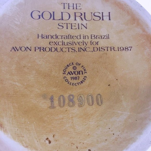 1987 Gold Rush Beer Stein with Lid Ceramak Stoneware Brazil Vintage Avon - Picture 6 of 9